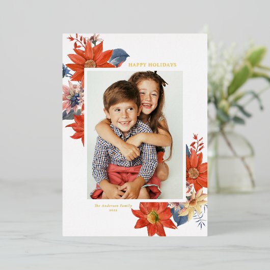 Oude winter botanische foto Prettige feestdagen (Staand Voorkant)