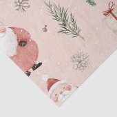 Oude winter botanische Kerstman Stof Roze Roze Tissuepapier (Detail)