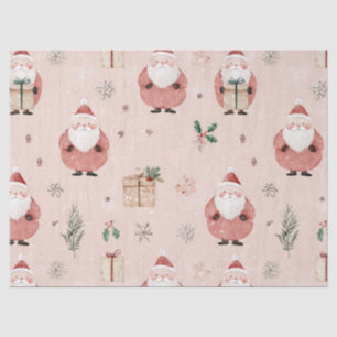 Oude winter botanische Kerstman Stof Roze Roze Tissuepapier