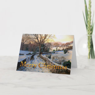Oude winter Kerst besneeuwde landschap Feestdagen Kaart