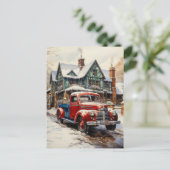 Oude winter-kerststadswoning briefkaart (Staand voorkant)