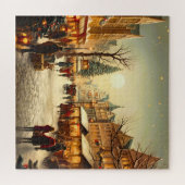 Oude winter sneeuw Kerstmarkt stad Legpuzzel (Horizontaal)