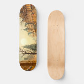 Oude winter snijmarkt dorp persoonlijk skateboard (Voorkant)