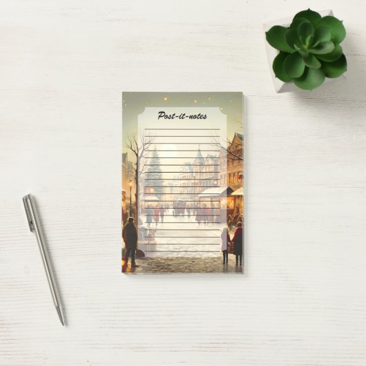 Oude winter snijmarkt dorp post-it® notes (Kantoor)