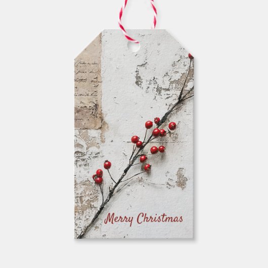 Oude Winterbes Kerstfeest Cadeaulabel (Voorkant)