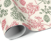 Oude Winterbessen en Dennenappels Cadeaupapier (Rol Hoek)