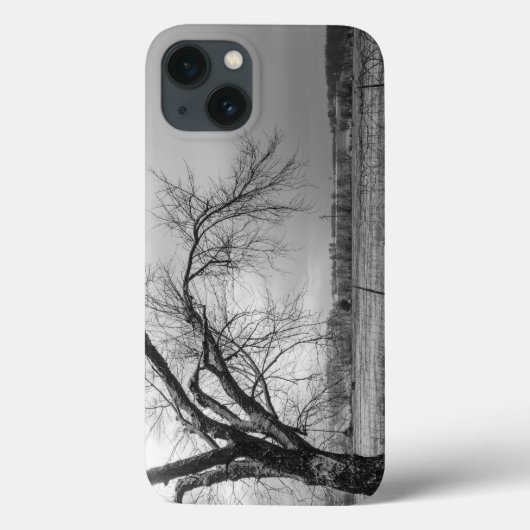 Oude winterboom — Grayscale iPhone Case (Achterkant)