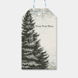 Oude winterdennenboom rustieke houten trouwgunst cadeaulabel