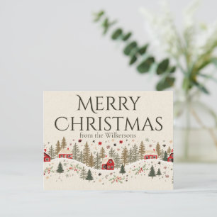 Oude Winterdorp Kerstmis Volkskunst Aangepaste Naa Briefkaart