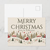 Oude Winterdorp Kerstmis Volkskunst Aangepaste Naa Briefkaart (Voorkant / Achterkant)