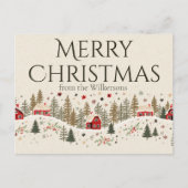 Oude Winterdorp Kerstmis Volkskunst Aangepaste Naa Briefkaart (Voorkant)
