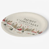 Oude Winterdorp Kerstmis Volkskunst Aangepaste Naa Papieren Bordje (Gekanteld)