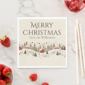 Oude Winterdorp Kerstmis Volkskunst Aangepaste Naa Servet (Insitu)