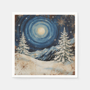 Oude winters kerst ontsnapping servet