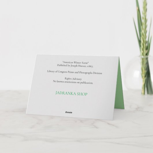 Oude winterscène, paarden, opgevouwen kaart met sl (Achterkant)