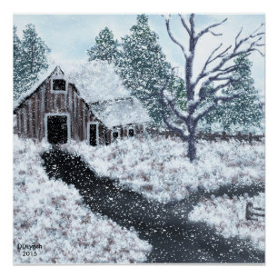 Oude wintersneeuwsneeuwval in poster