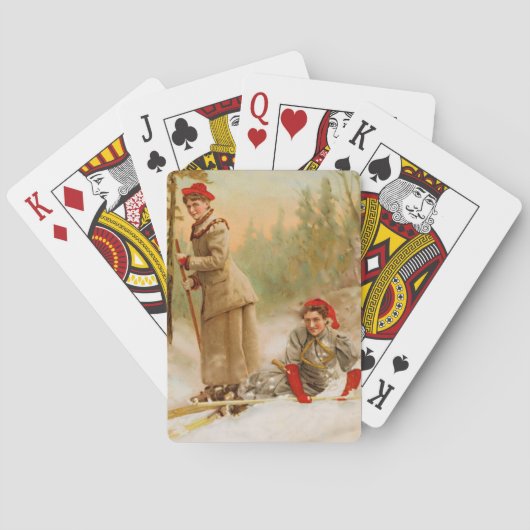 Oude wintersporttour pokerkaarten (Achterkant)