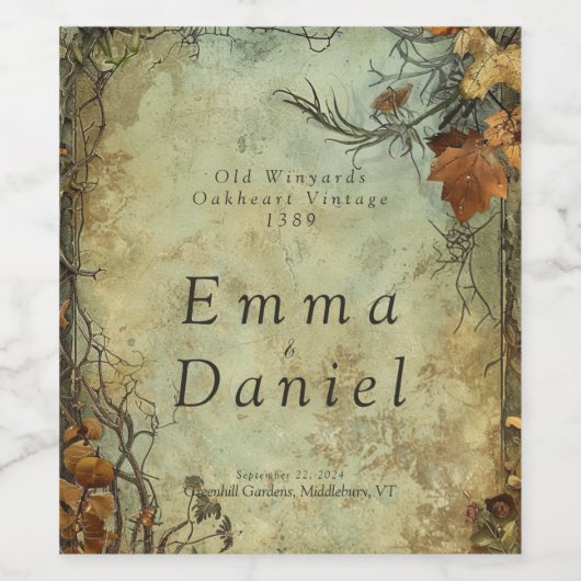 Oude Winyards Bruiloft Wijn Etiket (Enkel label)