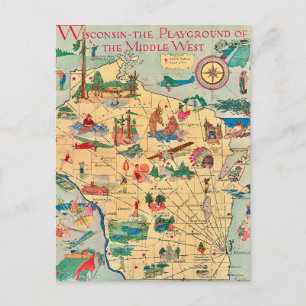 Oude Wisconsinkaart Ansichtkaart Briefkaart