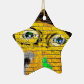 Oude Wise Biker Face, graffiti Art Keramisch Ornament (Rechts)