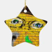 Oude Wise Biker Face, graffiti Art Keramisch Ornament (Voorkant)