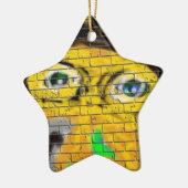 Oude Wise Biker Face, graffiti Art Keramisch Ornament (Links)