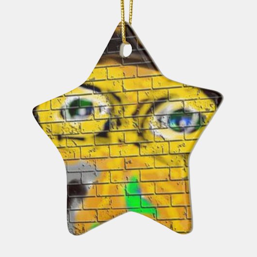 Oude Wise Biker Face, graffiti Art Keramisch Ornament (Links)