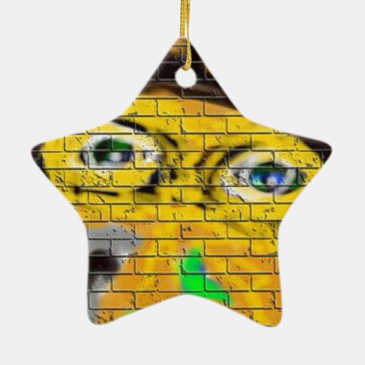 Oude Wise Biker Face, graffiti Art Keramisch Ornament (Achterkant)