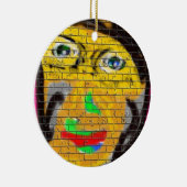 Oude Wise Biker Face, graffiti Art Keramisch Ornament (Rechts)