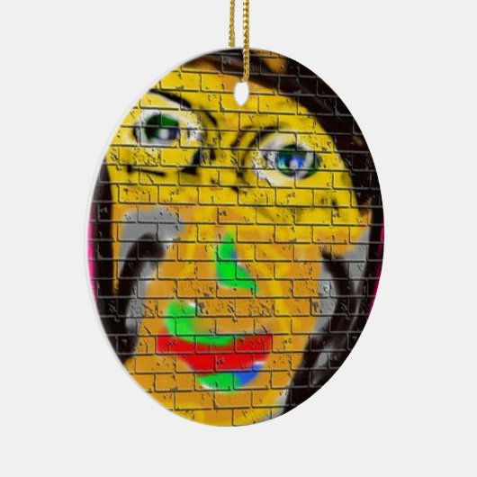 Oude Wise Biker Face, graffiti Art Keramisch Ornament (Rechts)