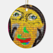 Oude Wise Biker Face, graffiti Art Keramisch Ornament (Links)