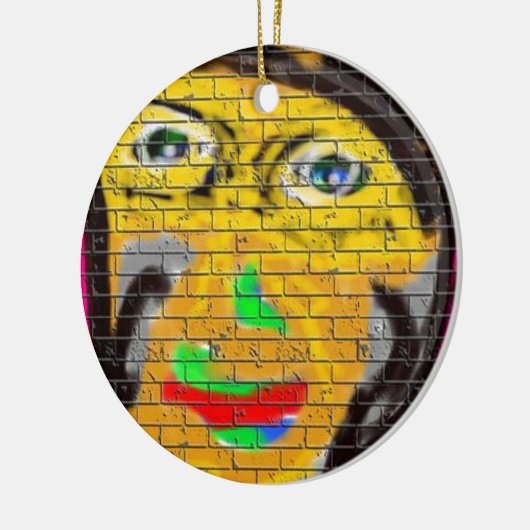 Oude Wise Biker Face, graffiti Art Keramisch Ornament (Links)