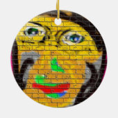 Oude Wise Biker Face, graffiti Art Keramisch Ornament (Achterkant)