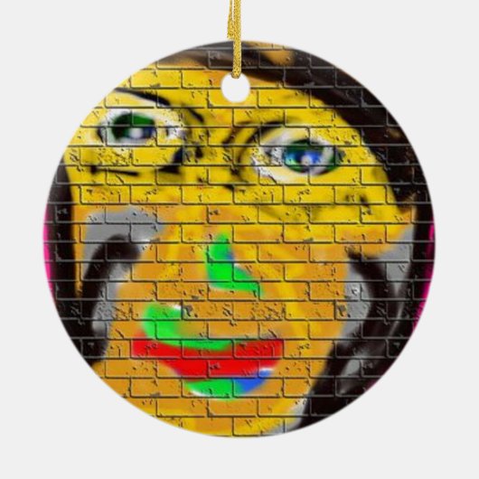 Oude Wise Biker Face, graffiti Art Keramisch Ornament (Achterkant)