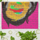 Oude Wise Biker Face, graffiti Art Theedoek (Gevouwen)