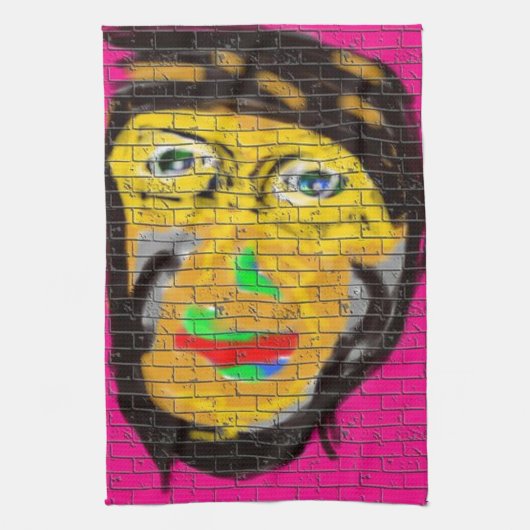 Oude Wise Biker Face, graffiti Art Theedoek (Verticaal)