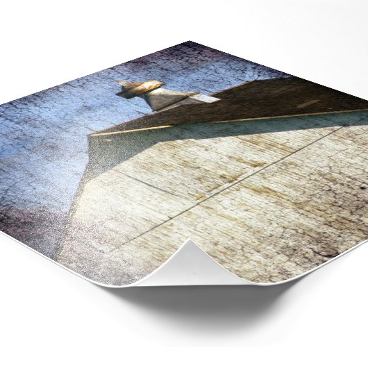 Oude witte Barn Grunge Foto Afdruk (Hoek)