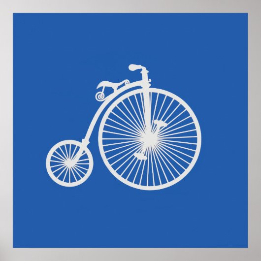 Oude witte fiets op blauw poster (Voorkant)