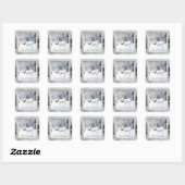 Oude witte herten Kerststicker Vierkante Sticker (Vel)