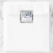 Oude witte herten Kerststicker Vierkante Sticker (Tas)