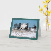 Oude witte houten schuur met besnoeiing cornstalks kaart (Gele Bloem)