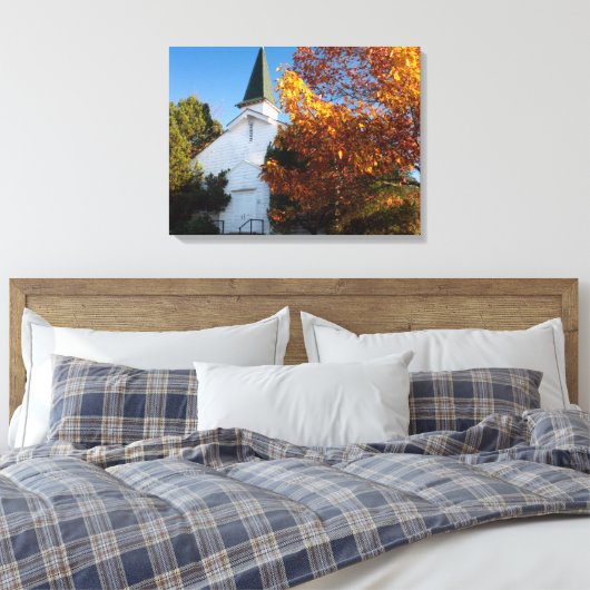 Oude Witte Kerk in het najaar Canvas Afdruk (Insitu (Slaapkamer))