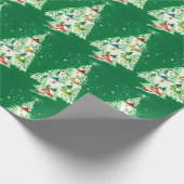 Oude witte kerstbomen landelijk dorp  cadeaupapier (Hoek)