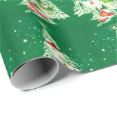 Oude witte kerstbomen landelijk dorp  cadeaupapier (Rol Hoek)