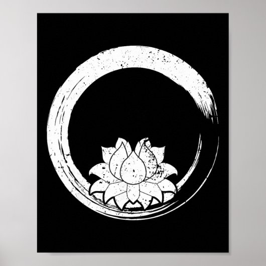 Oude witte lotusbloem met Zen cirkel  Poster (Voorkant)