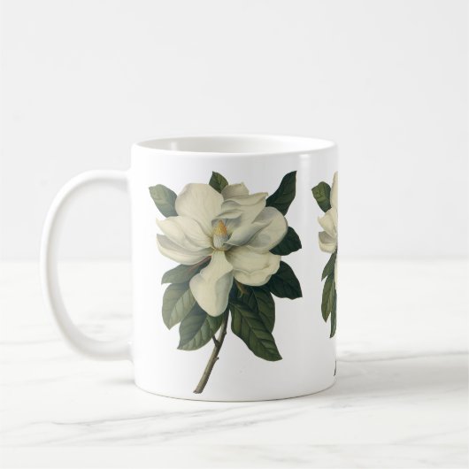 Oude Witte Magnolia Bloesem Bloemen Koffiemok (Links)