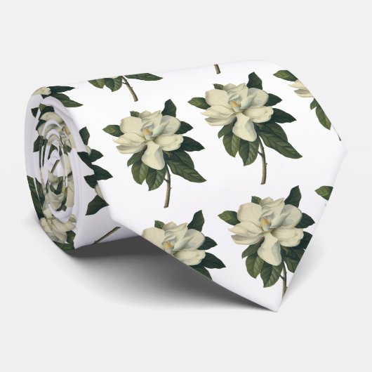 Oude witte magnoliabloesem bloemen stropdas (Opgerold)