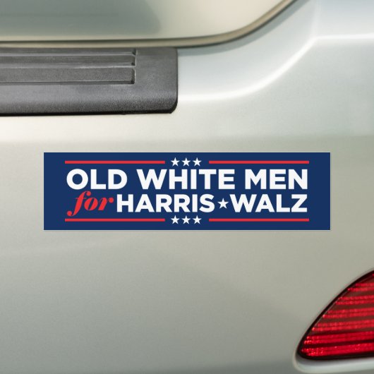 Oude witte Mannen voor Harris Walz 2024 Bumpersticker (Op auto)