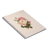 Oude witte/roze achtergrond met fashioned roses-Bu Notitieboek (Rechterzijde)