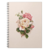 Oude witte/roze achtergrond met fashioned roses-Bu Notitieboek (Voorkant)